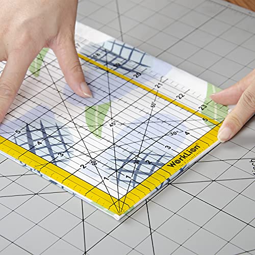 WORKLION Rotary Cutting Mat Set:45mm Rotary Cutter & 2 Replacement Rolling Blades & 18"x 24" inch Self-Healing Cutting Mat & 6.5"x 24.5" inch Clear Acrylic Ruler for Quilting&Sewing and Craft Projects