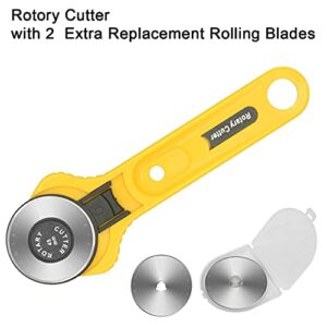 WORKLION Rotary Cutting Mat Set:45mm Rotary Cutter & 2 Replacement Rolling Blades & 18"x 24" inch Self-Healing Cutting Mat & 6.5"x 24.5" inch Clear Acrylic Ruler for Quilting&Sewing and Craft Projects