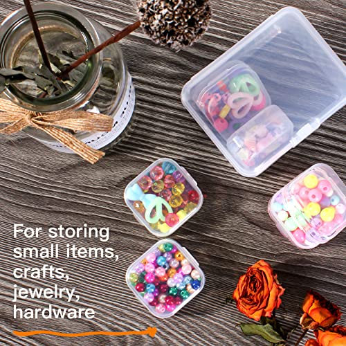 SKNBC 6 Pieces Small Clear Plastic Beads Storage Containers Box with Hinged Lid for Storage, 6 Mini 1 Big Plastic Craft Storage Boxe for Small Items and Other Craft Projects