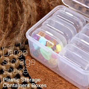 SKNBC 6 Pieces Small Clear Plastic Beads Storage Containers Box with Hinged Lid for Storage, 6 Mini 1 Big Plastic Craft Storage Boxe for Small Items and Other Craft Projects