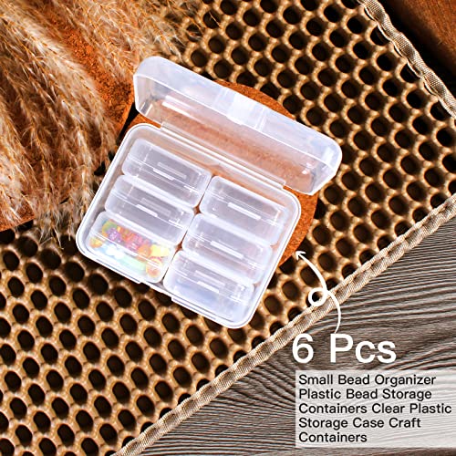 SKNBC 6 Pieces Small Clear Plastic Beads Storage Containers Box with Hinged Lid for Storage, 6 Mini 1 Big Plastic Craft Storage Boxe for Small Items and Other Craft Projects