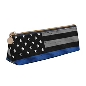 dcarsetcv american thin blue line flag pencil case cute pen case triangle leather pencil pouch office pencil box bag gifts for adults teen school girls boys