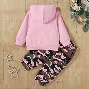 Toddler Baby Girl Winter Outfits Blessed Printed Hooded Top + Camouflage Pants 2pcs Clothes Set Tracksuit