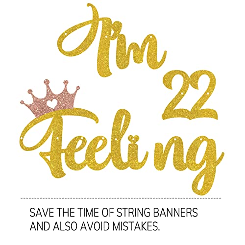 I'm Feeling 22 Gold Banner, Fun Happy 22nd Birthday Sign, Cheers to 22 Years, 22nd Party Decoration Supplies