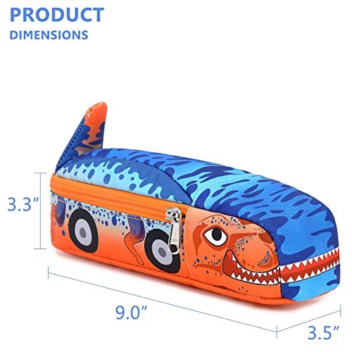 LEDAOU Cute Pencil Case for Kids Girls Boys Pencil Pouch kawaii Pen Pencil Box Bag Holder for School Students (Orange-dino)