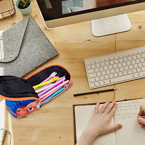 LEDAOU Cute Pencil Case for Kids Girls Boys Pencil Pouch kawaii Pen Pencil Box Bag Holder for School Students (Orange-dino)