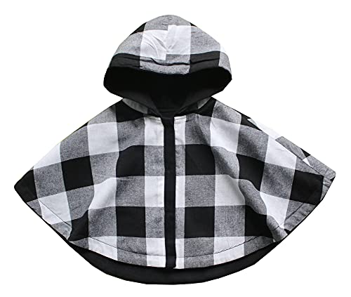 SCOFEEL Baby and Toddler Boys & Girls Wool Blend Winter Hooded Outerwear Capes Poncho Coat (3T, Black)