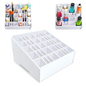 sanfurney craft paint organizer rack paintbrush holder, art paint supply storage tray with adjustable dividers for watercolor, oil and acrylic paints set, for kids students beginner hobby painter