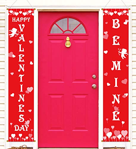 Valentine’s Day Banner Decorations -V-Day Porch Sign Door House Party Decor Supplies