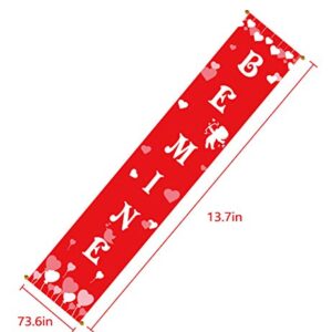 Valentine’s Day Banner Decorations -V-Day Porch Sign Door House Party Decor Supplies