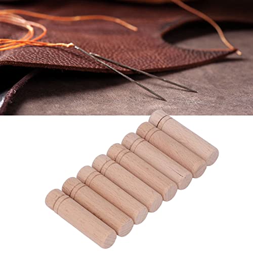 HEEPDD 8Pcs Wooden Needle Case, Portable Sewing Needle Holders with 3 Stickers for Sewing Supplies Storage