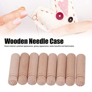 HEEPDD 8Pcs Wooden Needle Case, Portable Sewing Needle Holders with 3 Stickers for Sewing Supplies Storage