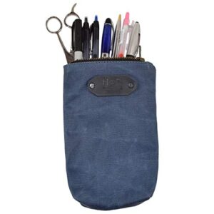 hide & drink, scribbler pouch handmade from waxed canvas (blue mar)