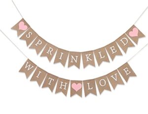 sprinkled with love burlap banner – burlap baby shower banner , sprinkled with love baby shower decorations , baby sprinkle banner, sprinkled with love sign, rustic girl boy shower burlap banner , photo decoration props