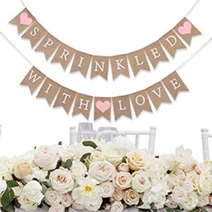 Sprinkled with Love Burlap Banner - Burlap Baby Shower Banner , Sprinkled with Love Baby Shower Decorations , Baby Sprinkle Banner, Sprinkled With Love Sign, Rustic Girl Boy Shower Burlap Banner , Photo Decoration Props