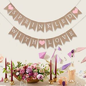 Sprinkled with Love Burlap Banner - Burlap Baby Shower Banner , Sprinkled with Love Baby Shower Decorations , Baby Sprinkle Banner, Sprinkled With Love Sign, Rustic Girl Boy Shower Burlap Banner , Photo Decoration Props