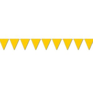 beistle triangular indoor outdoor party pennant banner, 11″ x 12′, golden-yellow