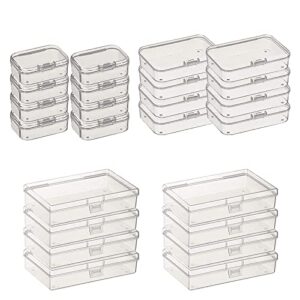 Thintinick 24 Pack Rectangular Plastic Storage Containers Box with Hinged Lid for Beads and Other Small Craft Items, Mixed Sizes (Clear)