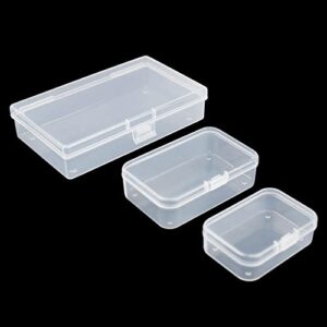 Thintinick 24 Pack Rectangular Plastic Storage Containers Box with Hinged Lid for Beads and Other Small Craft Items, Mixed Sizes (Clear)