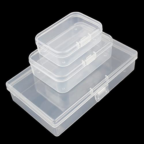 Thintinick 24 Pack Rectangular Plastic Storage Containers Box with Hinged Lid for Beads and Other Small Craft Items, Mixed Sizes (Clear)