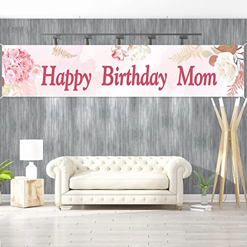 Labakita Large Happy Birthday Mom Banner, Women's Birthday Decorations, Mother Birthday Banner, Happy Birthday Decorations for Women