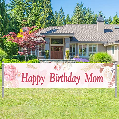 Labakita Large Happy Birthday Mom Banner, Women's Birthday Decorations, Mother Birthday Banner, Happy Birthday Decorations for Women
