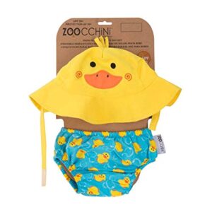 zoocchini upf50+ baby swim diaper & sun hat set (3-6 months, puddles the duck)