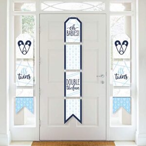 big dot of happiness it’s twin boys – hanging vertical paper door banners – blue twins baby shower wall decoration kit – indoor door decor