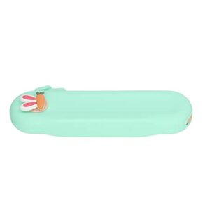 silicone pencil case small capacity pure color narrow stitching line student pencil case organ design for school radish rabbit and radish house, green