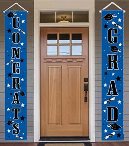 graduation porch banners for home,businesses, schools, includes balloons decorations for class of 2023 (blue)