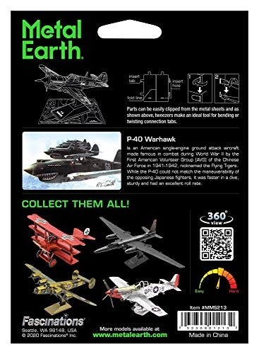 Metal Earth The Curtiss P-40 Warhawk Aircraft 3D Metal Model Kit Fascinations