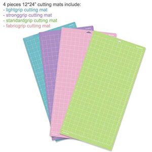 4pcs Replacement Cutting Mat for Cricut Maker/Explore Air 2/ Air/One 12x24 Inch Cutting Mat StandardGrip LightGrip StrongGrip FabricGrip Multiple Adhesive Sticky Quilting Cutting Mats for Cricut