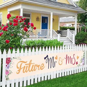 future mr & mrs large banner sign,decorations supplies for engagement bridal shower bride and groom party,bachelorette party decor lawn sign yard sign 9.8×1.6ft