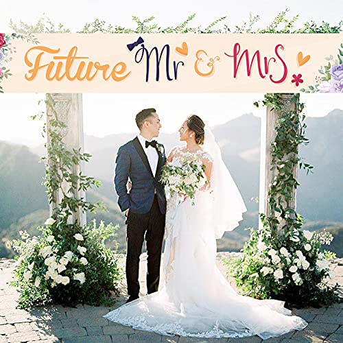 Future Mr & Mrs Large Banner Sign,Decorations Supplies For Engagement Bridal Shower Bride And Groom Party,Bachelorette Party Decor Lawn Sign Yard Sign 9.8x1.6ft