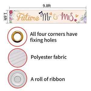 Future Mr & Mrs Large Banner Sign,Decorations Supplies For Engagement Bridal Shower Bride And Groom Party,Bachelorette Party Decor Lawn Sign Yard Sign 9.8x1.6ft