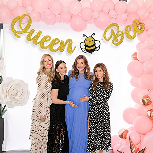 Halawawa Queen Bee Banner, Bumble Bee Theme Mother Birthday Mommy to Bee Party Decoration Banner, Bee Theme Party Mommy to Be Happy Birthday Mom Sign Banner Photo Booth Props