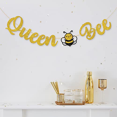 Halawawa Queen Bee Banner, Bumble Bee Theme Mother Birthday Mommy to Bee Party Decoration Banner, Bee Theme Party Mommy to Be Happy Birthday Mom Sign Banner Photo Booth Props