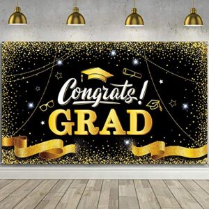 graduation party backdrop banner decoration congrats sign banner 2022 congratulate graduation prom photography fabric background for graduation party supplies 72.8 x 43.3 inch (black)