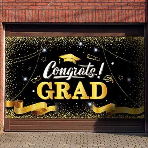 Graduation Party Backdrop Banner Decoration Congrats Sign Banner 2022 Congratulate Graduation Prom Photography Fabric Background for Graduation Party Supplies 72.8 x 43.3 Inch (Black)