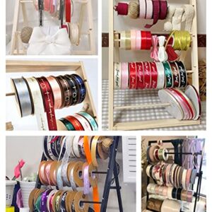 LSMKKA Ribbon Racks for Craft Room, Vinyl Roll Holder Organizer for Holding Wrapping Paper Spool Scarf, Wooden Desktop Display Stand with Removable Rod (Size : 1 Tier 40x17cm)