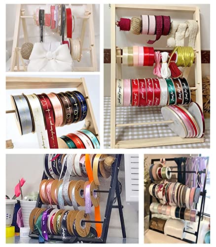 LSMKKA Ribbon Racks for Craft Room, Vinyl Roll Holder Organizer for Holding Wrapping Paper Spool Scarf, Wooden Desktop Display Stand with Removable Rod (Size : 1 Tier 40x17cm)