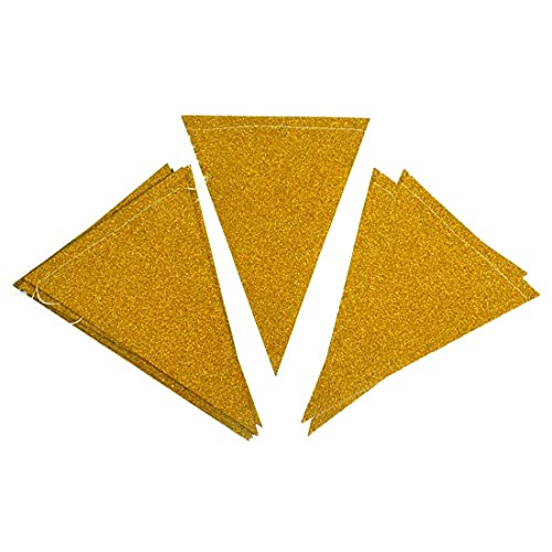 MerryNine Triangle Flag Bunting Banner, 3 Pack 30 Feet Vintage Style Pennant Banner for Wedding, Baby Shower, Event & Party Supplies 45pcs Flags (Triangle Flag - Gold Glitter)