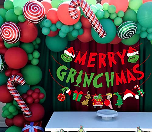 Merry Christmas Banner Christmas Decorations Red and Green Decorations Christmas Party Banner Decor for Home Office Fireplace Mantel