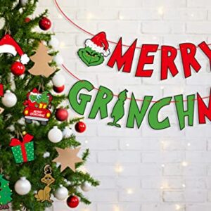 Merry Christmas Banner Christmas Decorations Red and Green Decorations Christmas Party Banner Decor for Home Office Fireplace Mantel