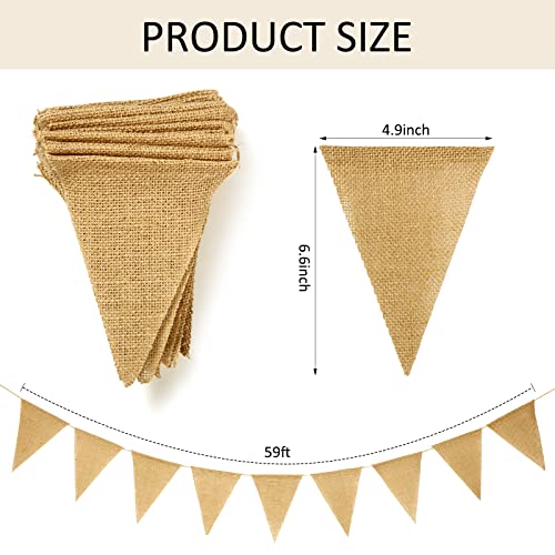 96 Pcs 59 ft DIY Valentine's Day Burlap Banner Garland Burlap Triangle Flag DIY Blank Banner Burlap Pennant Flags Make Your Own Banner DIY Valentines Decor for Wedding Birthday Graduation with String