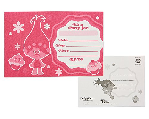 American Greetings Trolls Invite and Thank-You Combo Pack, 8-Count