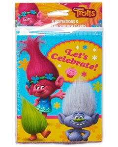 american greetings trolls invite and thank-you combo pack, 8-count