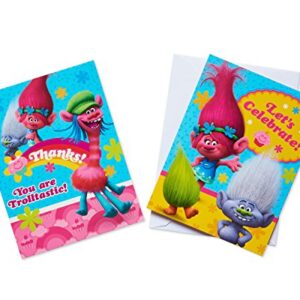 American Greetings Trolls Invite and Thank-You Combo Pack, 8-Count