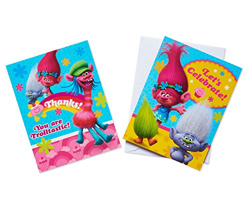 American Greetings Trolls Invite and Thank-You Combo Pack, 8-Count