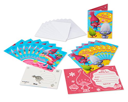 American Greetings Trolls Invite and Thank-You Combo Pack, 8-Count